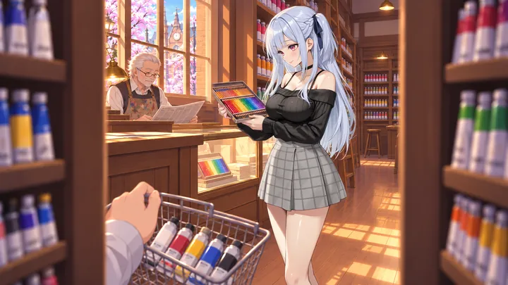Rin and the 72-colour set at the art supply shop