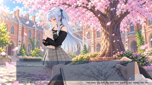 Riku sees Rin for the first time under the cherry tree