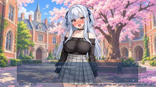 Rin, flustered and angry, in the courtyard